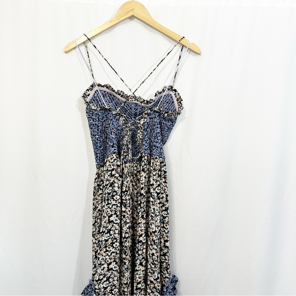 SOLD NWT Free People One I Love Floral Ruffle Maxi Dress in Denim Combo - Picture 8 of 15